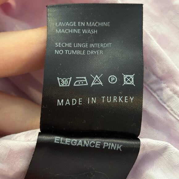 Maceeo pink elegance men’s dress shirt long sleeve button down square print sz L - Picture 6 of 11